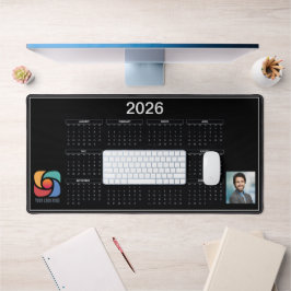Custom Business 2026 Kalender Bedrijf Logo Zwart Bureaumat