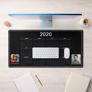 Custom Business 2026 Kalender Bedrijf Logo Zwart Bureaumat