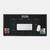 Custom Business 2026 Kalender Bedrijf Logo Zwart Bureaumat (Keyboard & Muis)