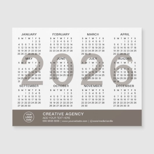 Custom Business 2026 Magnetic Calendar (Voorkant)