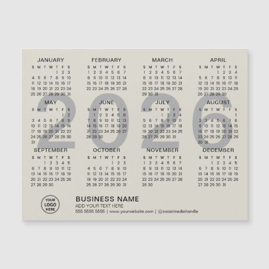 Custom Business 2026 Magnetische Kalender (Voorkant)