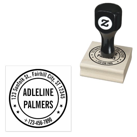 Custom Business Address Stamp – Round Design Rubberstempel (Gestempeld)