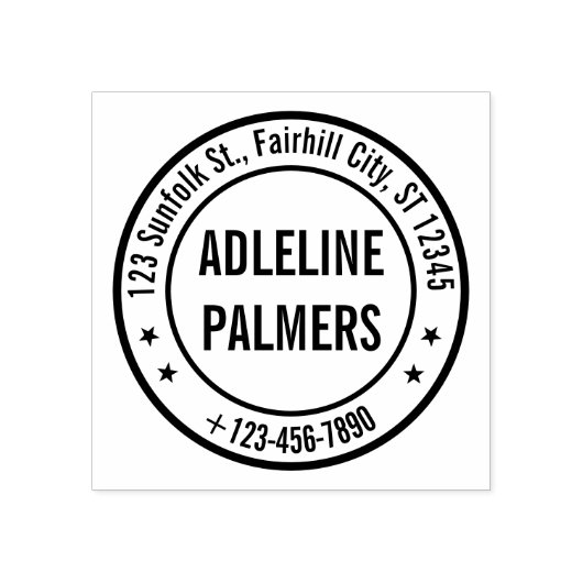 Custom Business Address Stamp – Round Design Rubberstempel (Afrduk)