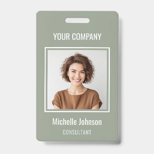 Custom Business Basic Simple Employee Name Photo Badge (Voorkant)