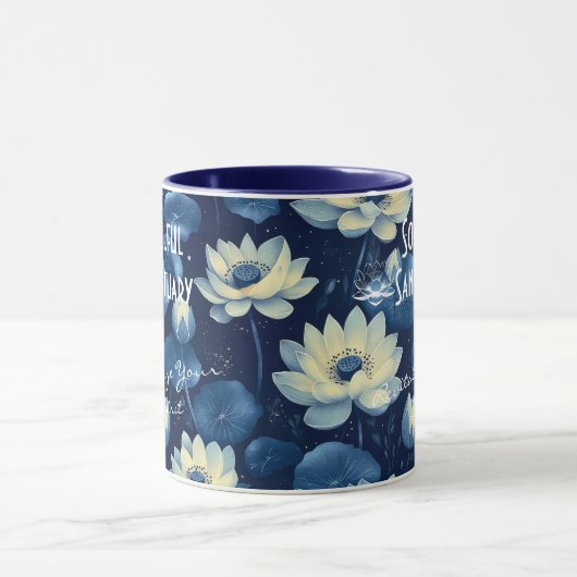 Custom Business Boho Wellness Mok - Rustig Blauw (Midden)