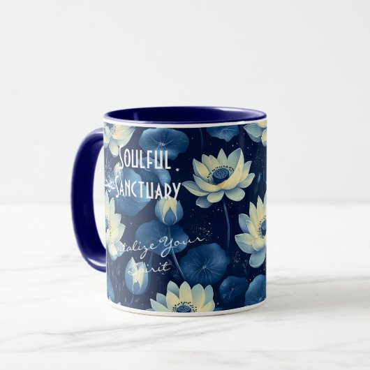 Custom Business Boho Wellness Mok - Rustig Blauw (Voorkant links)