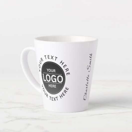 Custom Business Brand Logo Latte Mok (Linkerhoek)