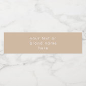 Custom Business Brand Text Professional Beige Waterfles Etiket (Enkel label)
