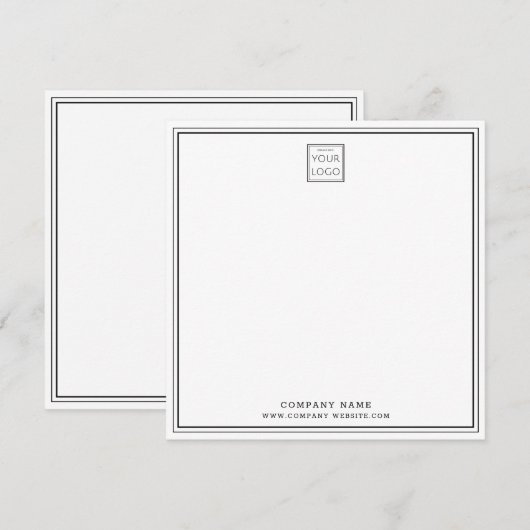 Custom Business Company Logo Black Double Border Notitiekaartje (Voorkant / Achterkant)