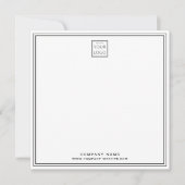 Custom Business Company Logo Black Double Border Notitiekaartje (Voorkant)