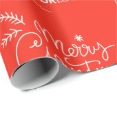 Custom Business Company Logo Christmas Red Elegant Cadeaupapier (Rol Hoek)