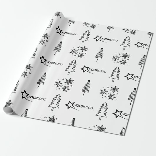 Custom Business Company Logo Kerstcadeau Wit Cadeaupapier (Uitgerold)