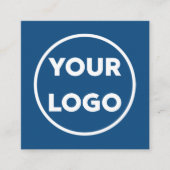 Custom Business Company Logo Minimal Blue Vierkante Visitekaartje (Voorkant)