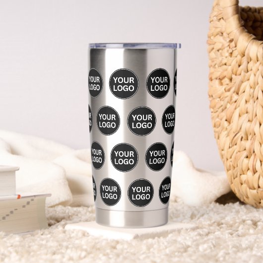 Custom Business Company Logo Pattern Zwart Geïsoleerde Drinkbeker (Woonkamer)