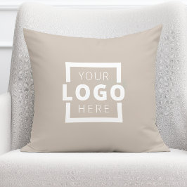 Custom Business Company Logo Taupe Kussen