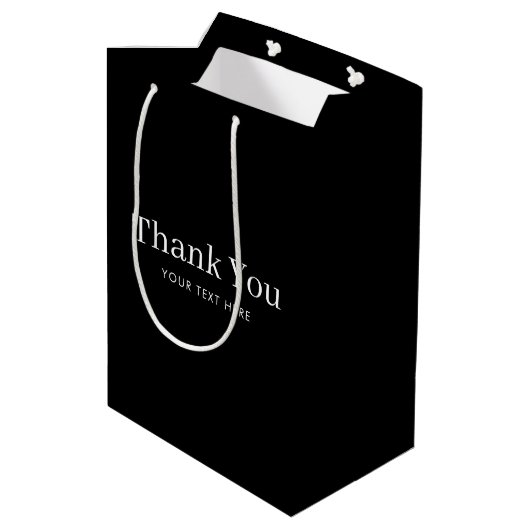 Custom Business Company Promotion Bedankt Black Medium Cadeauzakje (Achterkant Gekanteld)
