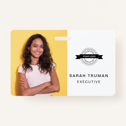 Custom Business Employee Kaart minimalistisch & mo Badge (Voorkant)