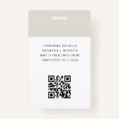 Custom Business Employee Kaart minimalistisch & mo Badge (Achterkant)