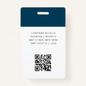 Custom Business Employee Kaart minimalistisch & mo Badge (Achterkant)