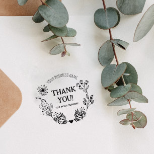 Custom Business Floral Dank u Rubberstempel