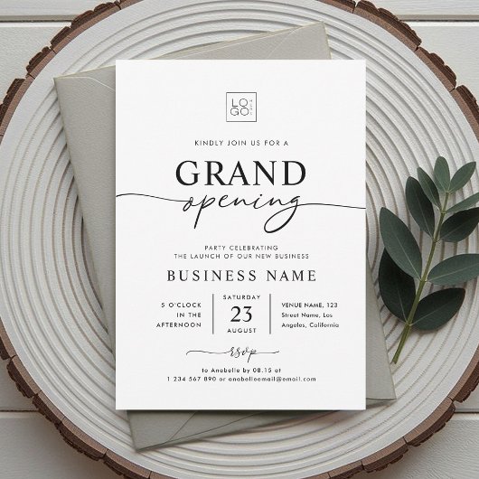 Custom Business Grand Opening Minimalistische Part Kaart