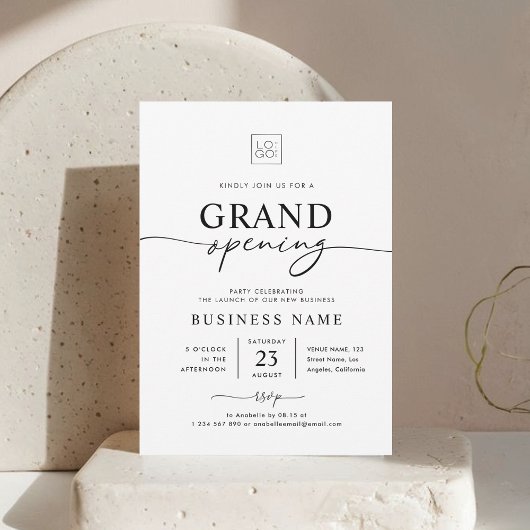 Custom Business Grand Opening Minimalistische Part Kaart