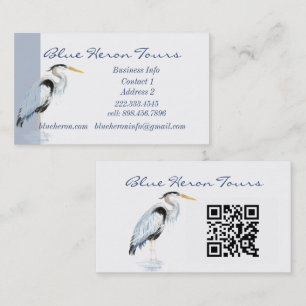 Custom Business Great Blue Heron Bird QR-code Visitekaartje