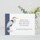 Custom Business Great Blue Heron Vogel Business Bedankkaart (Staand voorkant)