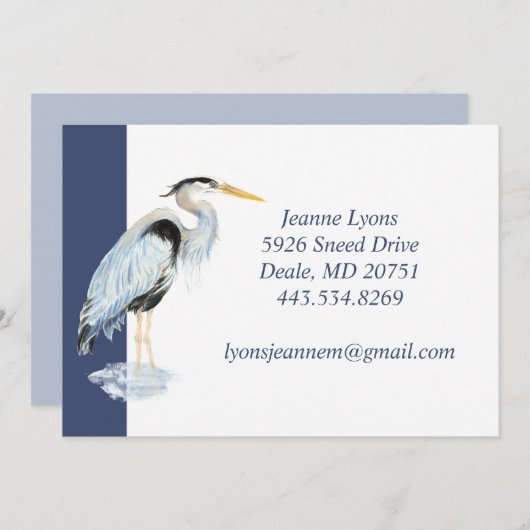 Custom Business Great Blue Heron Vogel Business Bedankkaart (Voorkant / Achterkant)