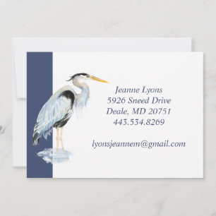 Custom Business Great Blue Heron Vogel Business Bedankkaart