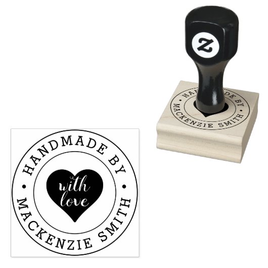Custom Business Handmade Met Liefde Ronde Rubberstempel (Gestempeld)