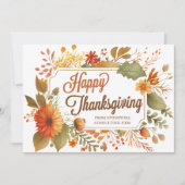 Custom Business Happy Thanksgiving Herfst Flowers Feestdagenkaart (Voorkant)