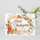 Custom Business Happy Thanksgiving Herfst Flowers Feestdagenkaart (Staand voorkant)