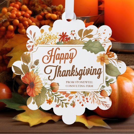 Custom Business Happy Thanksgiving Herfst Flowers Ornament Kaart