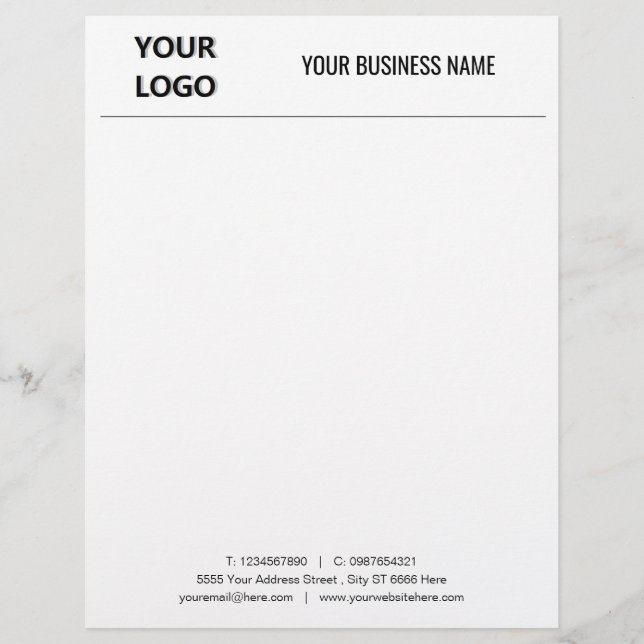 Custom Business Kantoor Letterhead met Logo - Briefhoofd (Voorkant)
