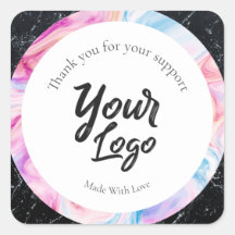 Custom business label zwart en kleurrijk marmer