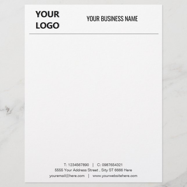 Custom Business Letterhead Voorbeeld met Logo Briefhoofd (Voorkant)