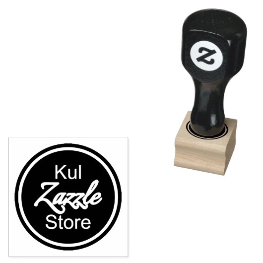 Custom Business Logo 1" x 1" Wood Art Stamp Rubberstempel (Gestempeld)