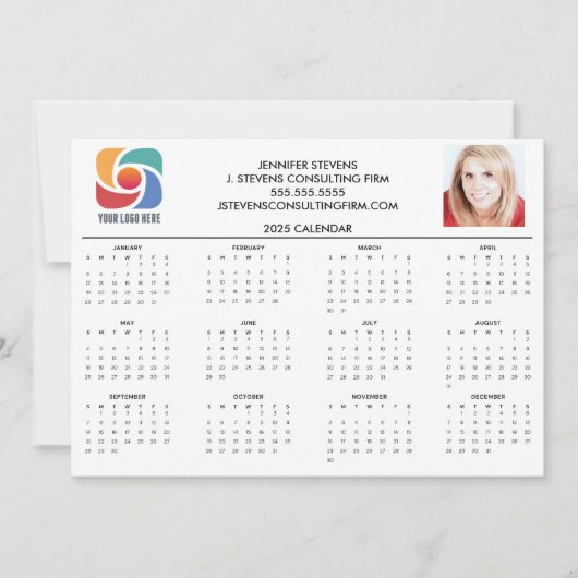 Custom Business Logo 2025 Bedrijfskalender Kaart (Voorkant)