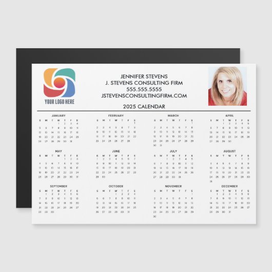 Custom Business Logo 2025 Bedrijfskalender Magnet (Voorkant / Achterkant)