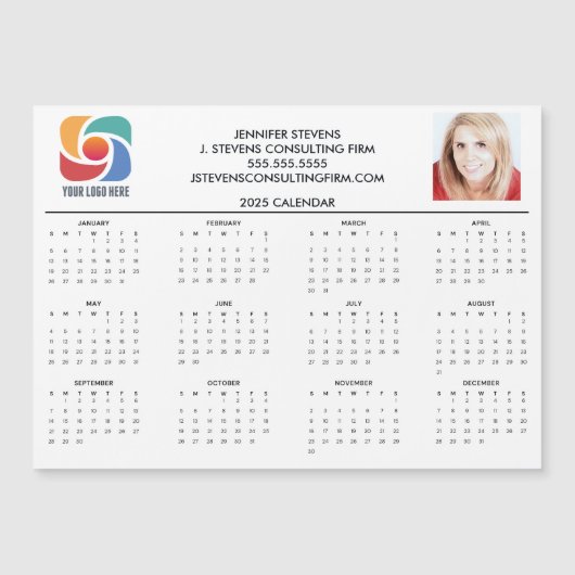 Custom Business Logo 2025 Bedrijfskalender Magnet (Voorkant)