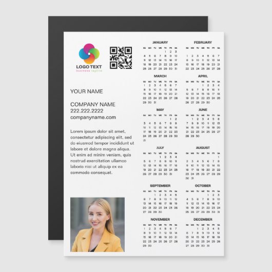 Custom Business Logo 2026 Bedrijfskalender Magnet (Voorkant / Achterkant)