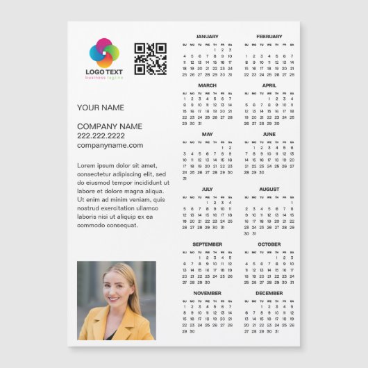 Custom Business Logo 2026 Bedrijfskalender Magnet (Voorkant)