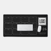 Custom Business Logo 2026 Black Calendar Desk Mat (Keyboard & Muis)