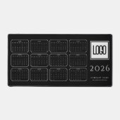 Custom Business Logo 2026 Black Calendar Desk Mat (Voorkant)