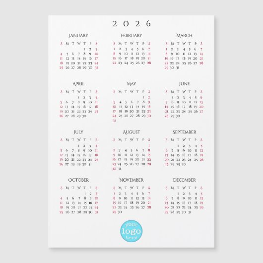 Custom Business Logo 2026 Calendar Holiday Cards (Voorkant)