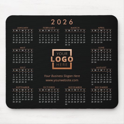 Custom Business Logo 2026 Calendar Roos Gold Muismat (Voorkant)