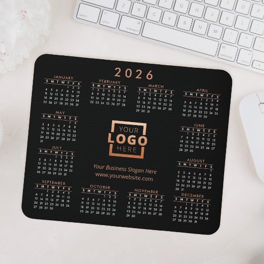 Custom Business Logo 2026 Calendar Roos Gold Muismat