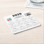 Custom Business Logo 2026 Company Calendar Kartonnen Onderzetters<br><div class="desc">This modern business calendar paper coaster is custom made with your professional company name under the the agent name in chic typography. These minimalist black and white calendars feature your logo on one side and personalized photo on the other. Contemporary marketing tools for a corporation in 2026. The weeks start...</div>