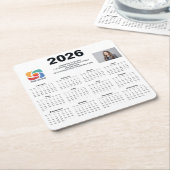 Custom Business Logo 2026 Company Calendar Kartonnen Onderzetters (Schuin)